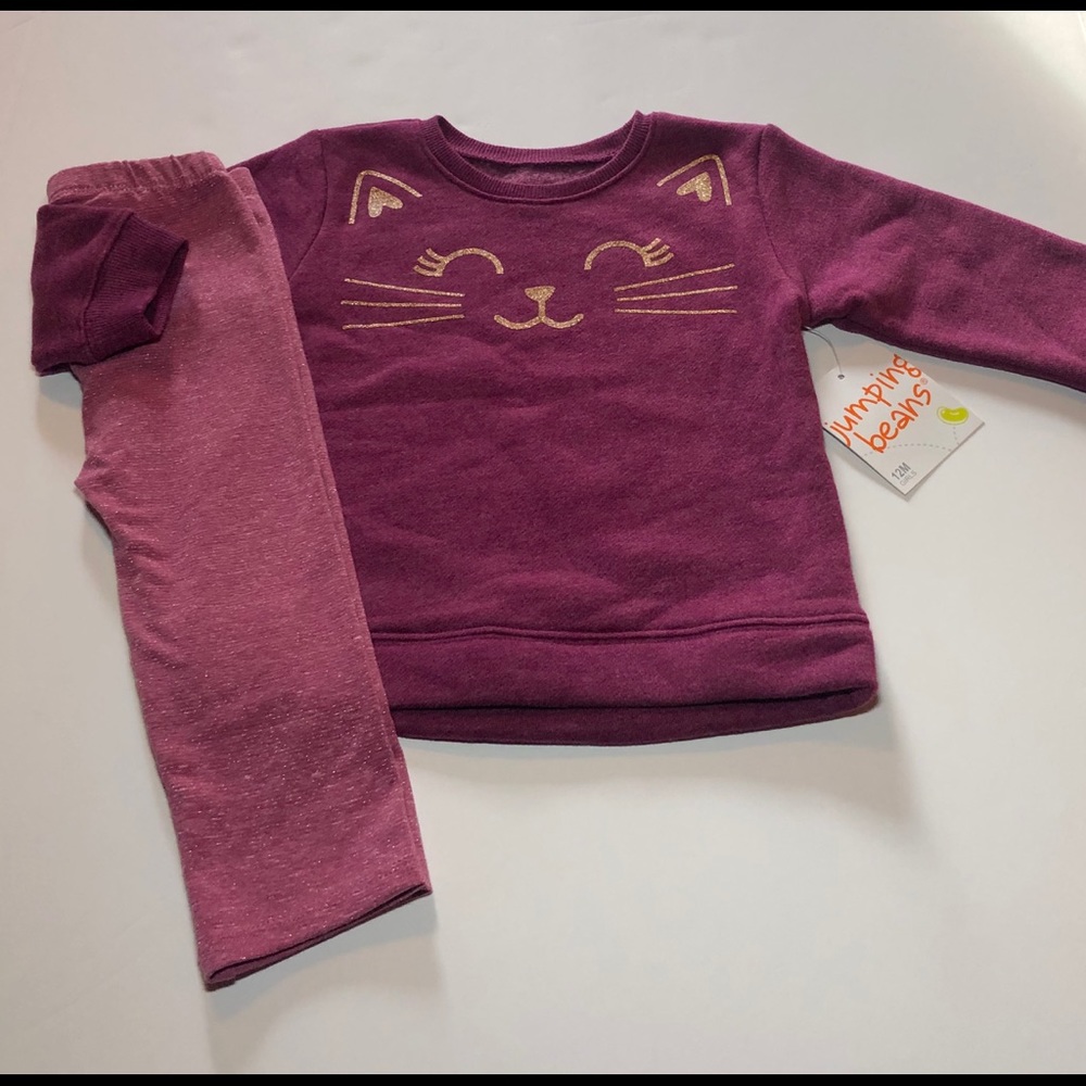 2/$20 NWT Purple Kitty Cat Outfit size 12 months